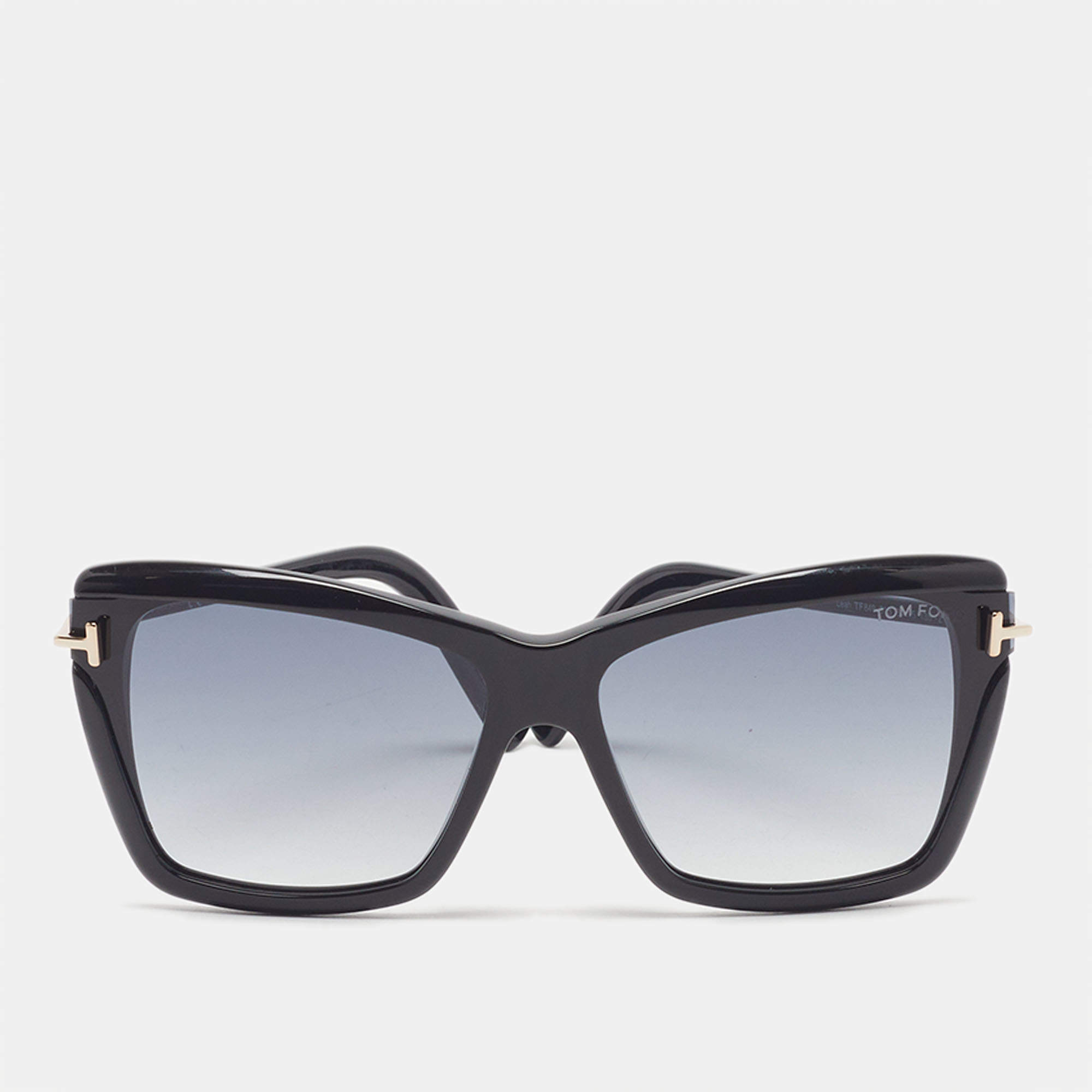 Pre Owned Tom Ford Black Gradient Leah TF 849 Cat Eye Sunglasses