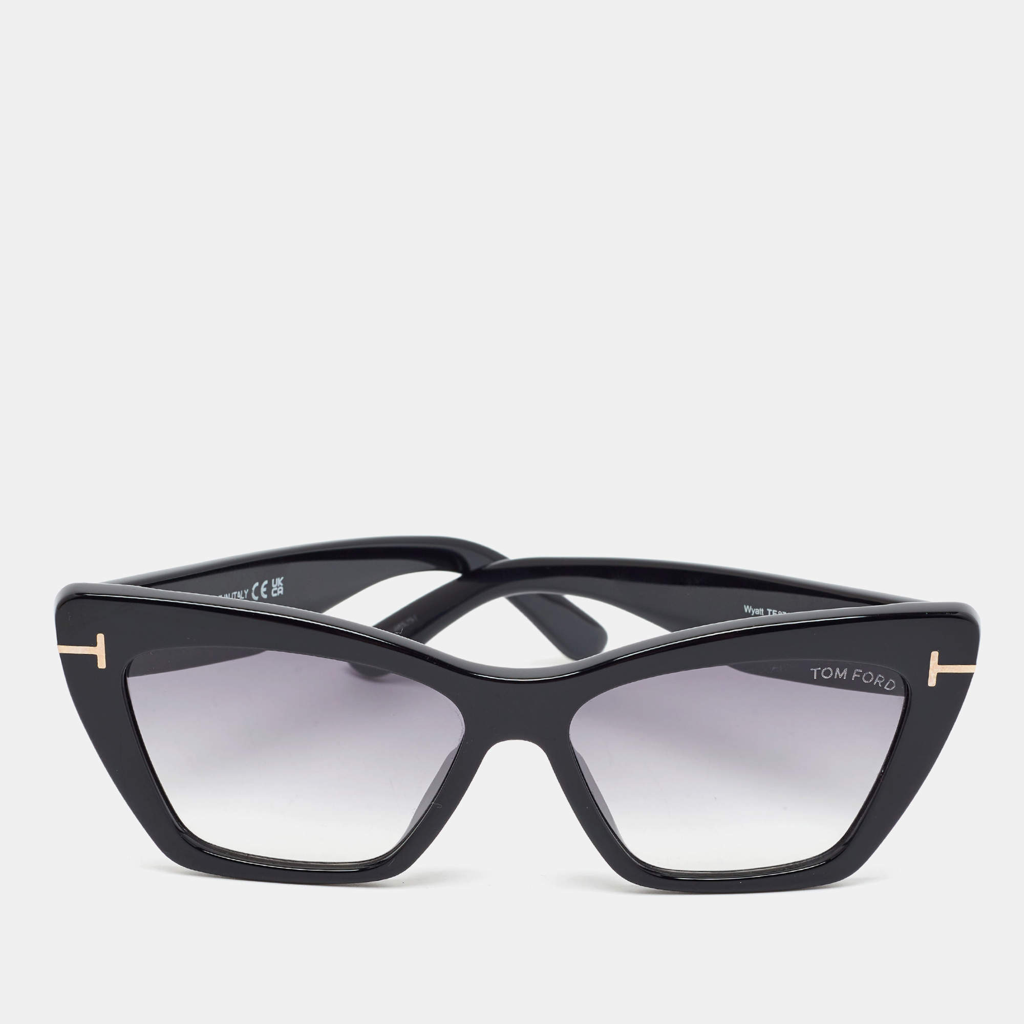Pre Owned Tom Ford Black Gradient TF 871 Wyatt Cat Eye Sunglasses