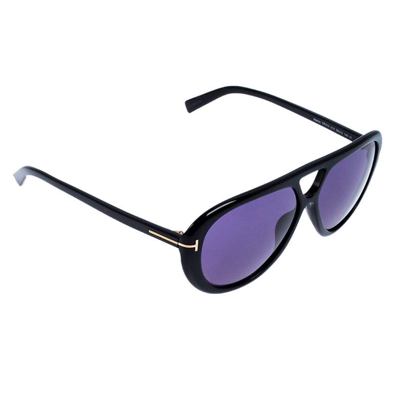 Pre Owned Tom Ford Black/Blue Marley Aviator Sunglasses
