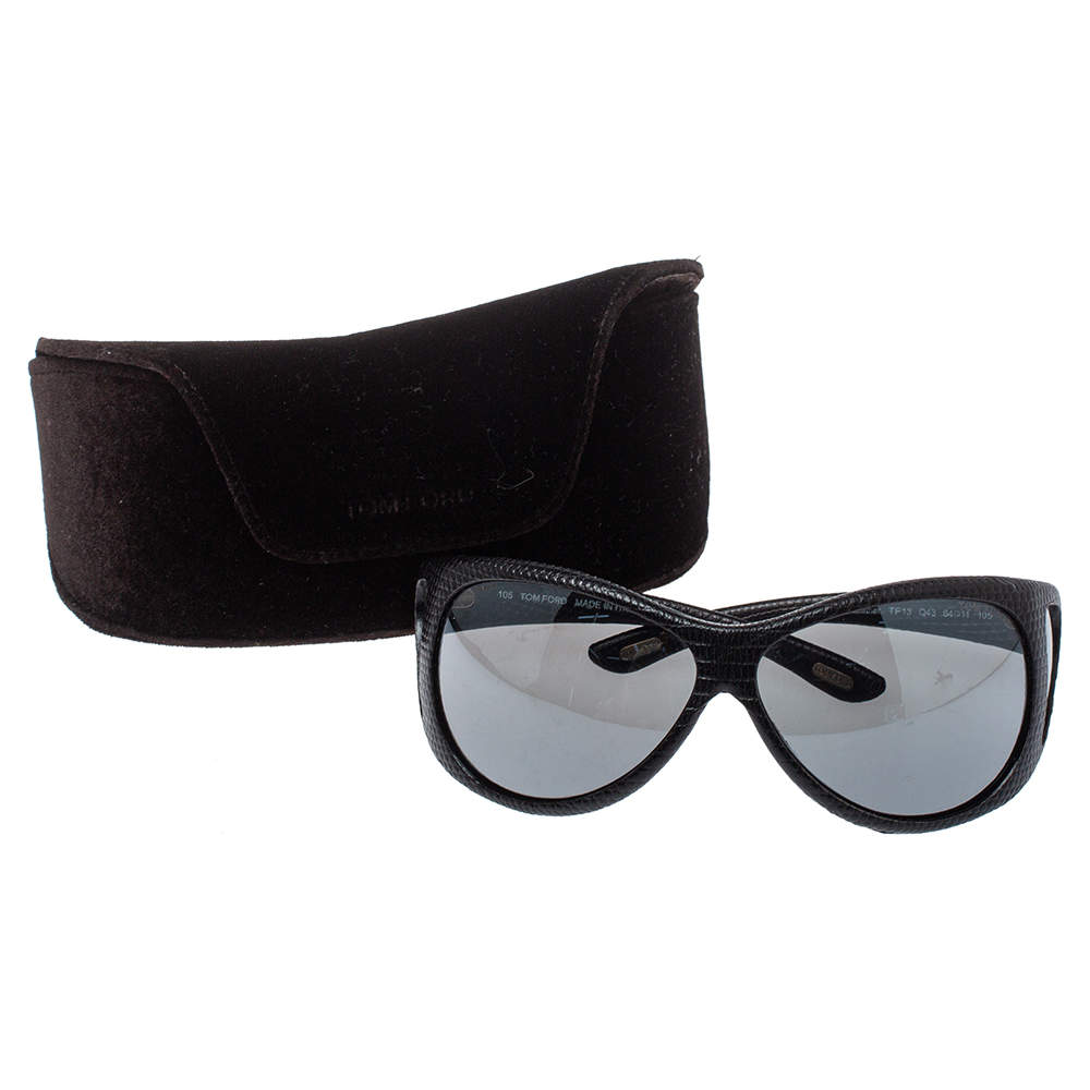 Tom Ford Black Natasha Textured Leather Shield Sunglasses Tom Ford | TLC