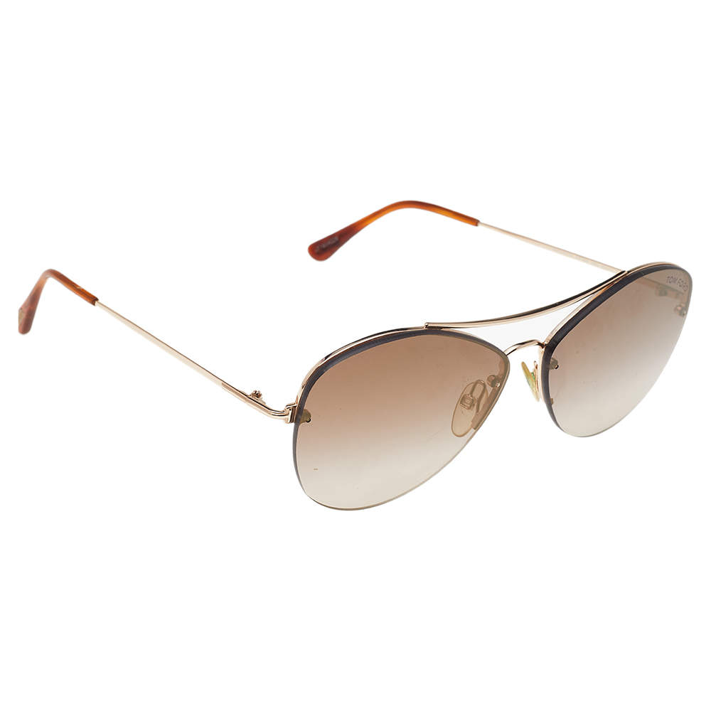 Tom Ford Gold Tone/ Brown Gradient Margret-02 Aviator Sunglasses