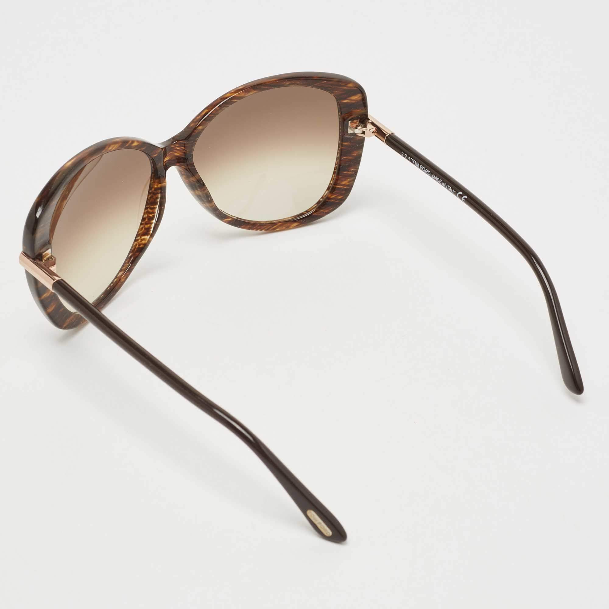Pre Owned Tom Ford Havana/Brown Gradient Linda TF324 Butterfly Sunglasses