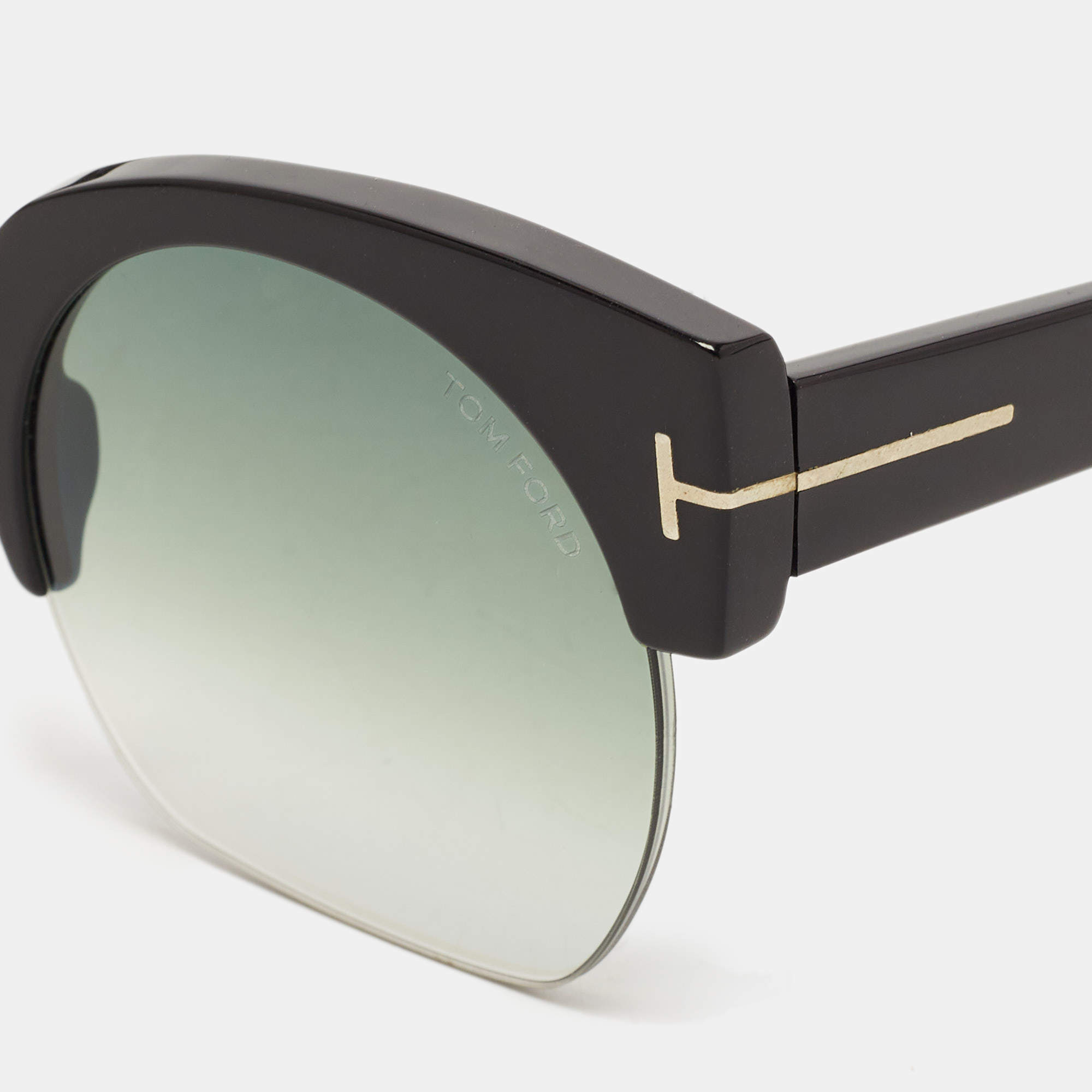 Pre Owned Tom Ford Black/Green Gradient TF 552 Savannah-02 Cat Eye Sunglasses