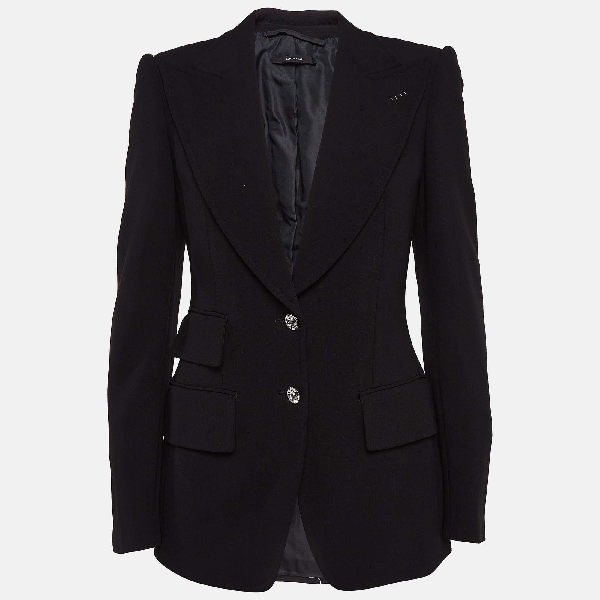 Tom Ford Black Rhinestone Button Wool Single Breasted Blazer S