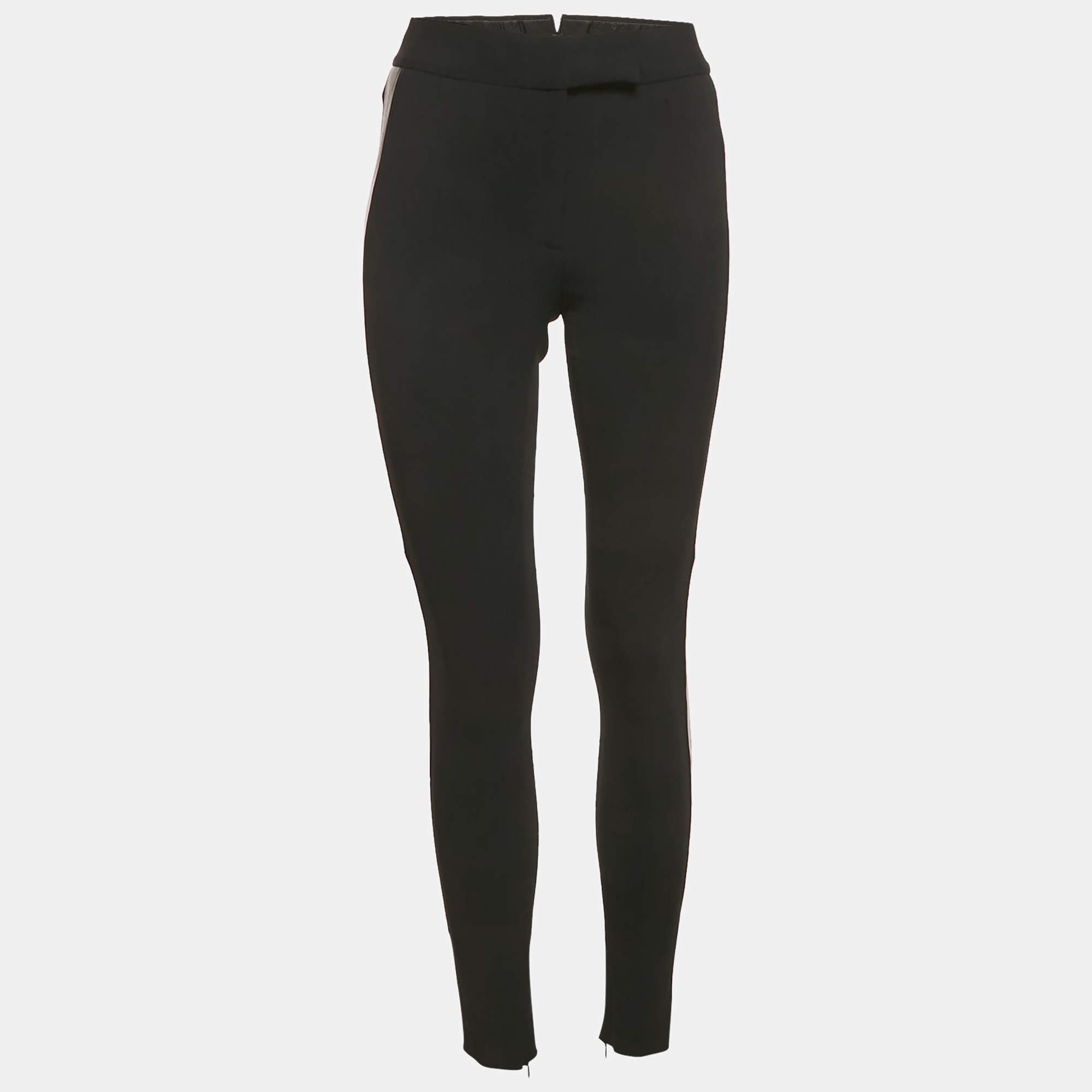 Pre Owned Tom Ford Black Crepe Leather Trim Trousers S