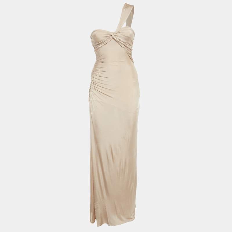 Pre Owned Tom Ford Champaign Pink Jersey One Shoulder Evening Dress XXS 