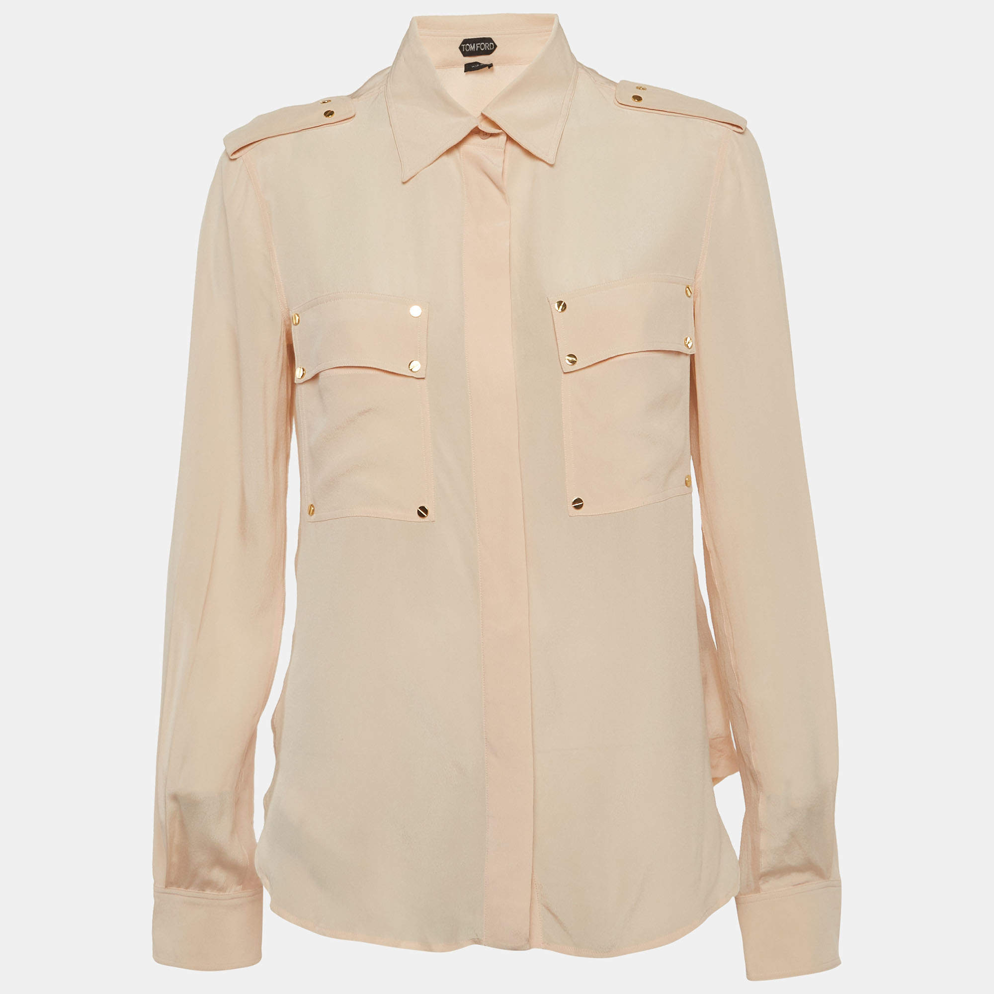 Pre Owned Tom Ford Pink Silk Long Sleeve Shirt M