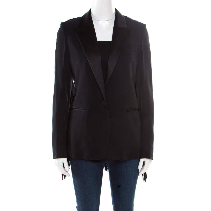 Tom Ford Black Fringed Back Detail Tailored Blazer S 