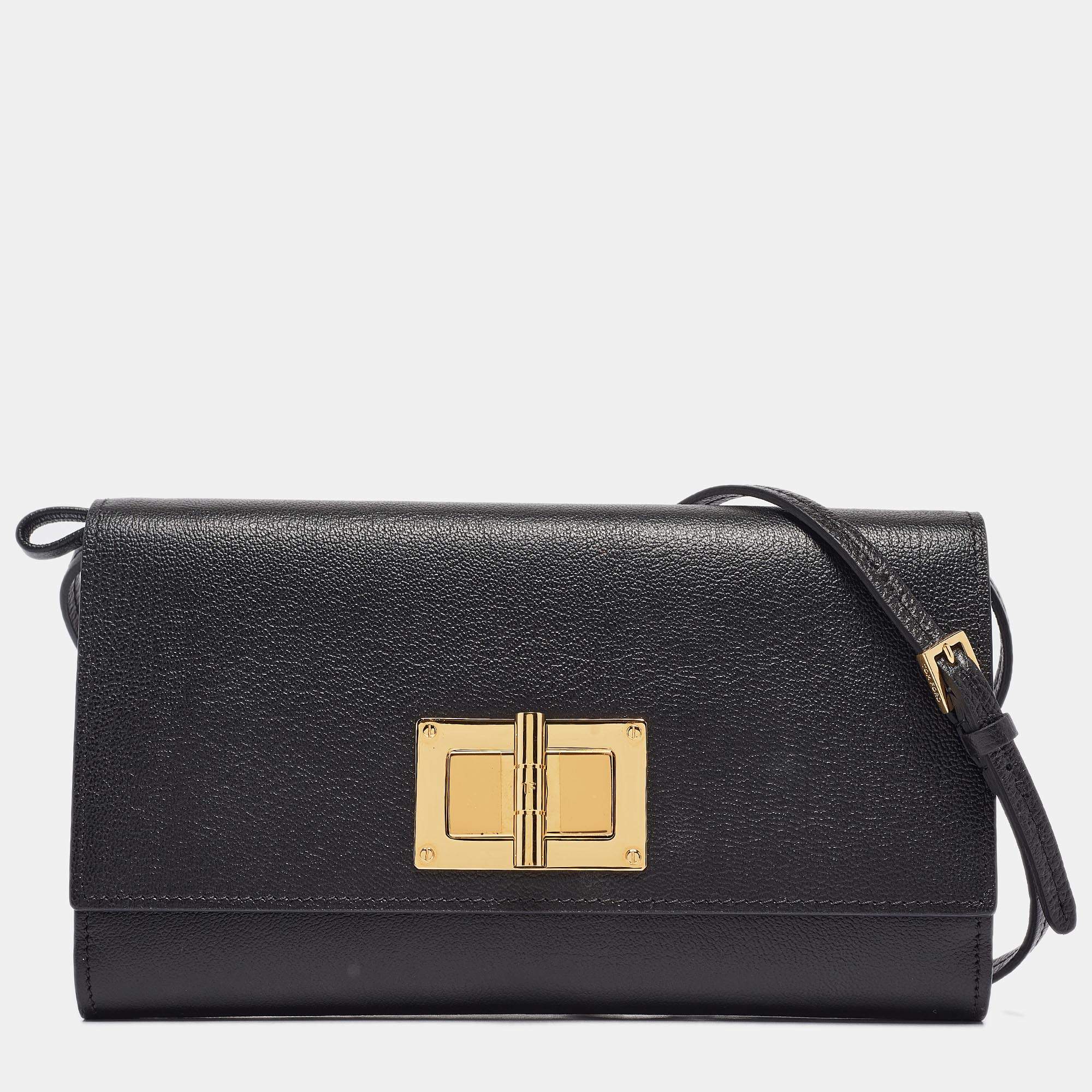 Pre Owned Tom Ford Black Leather Natalia Clutch Bag