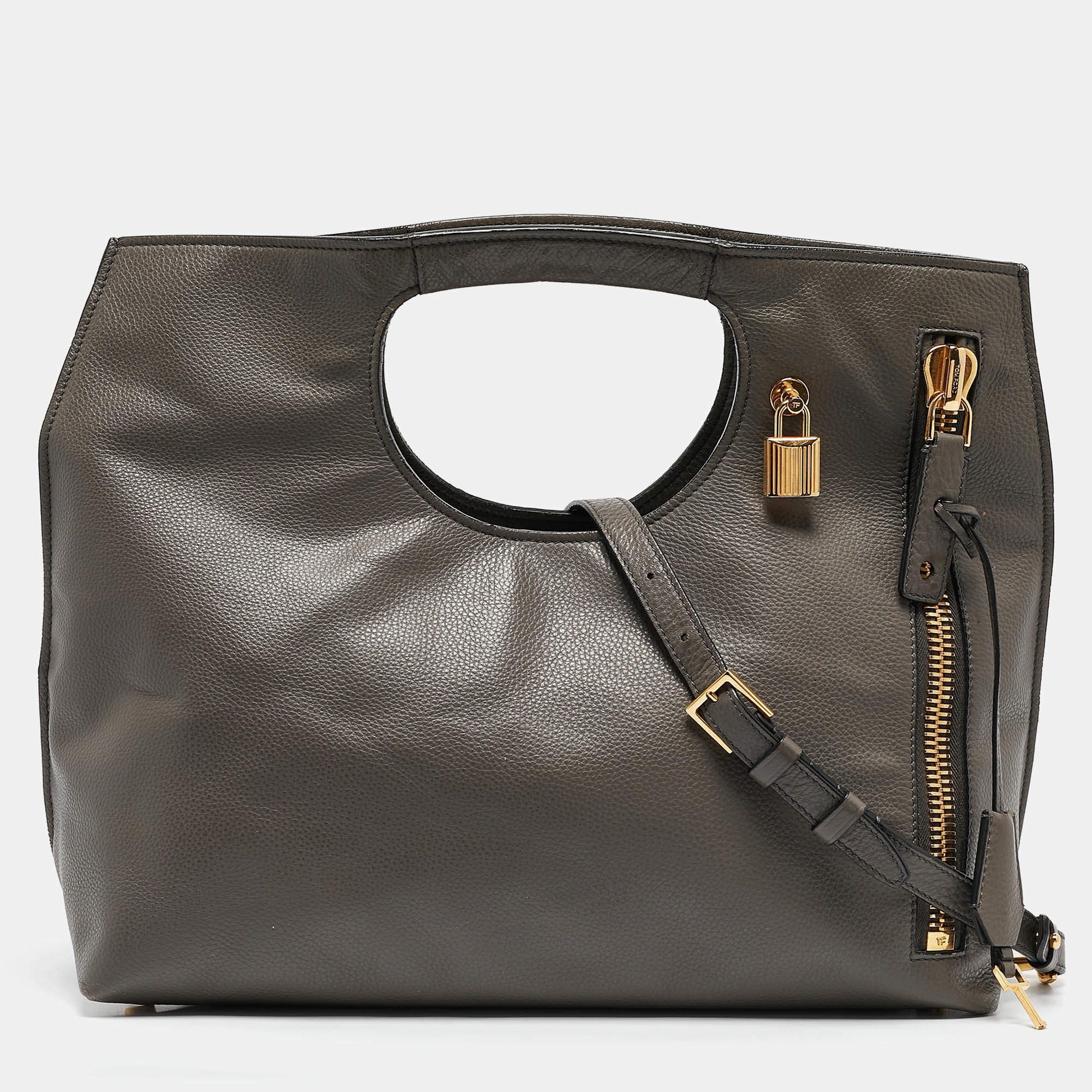 Tom Ford Grey Leather Alix Shoulder Bag