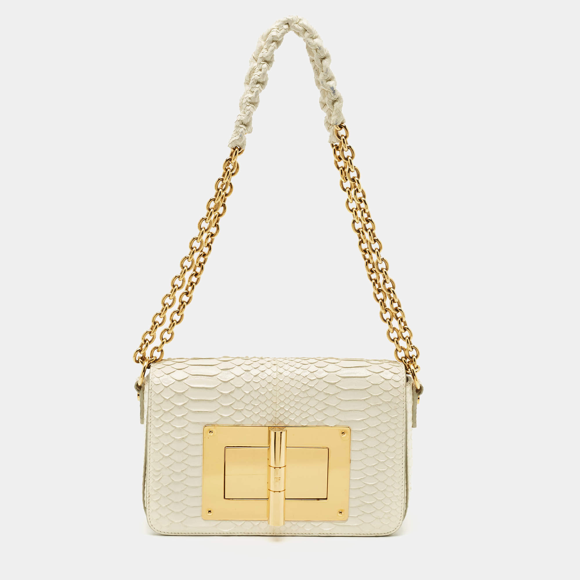 Tom Ford White Python Medium Natalia Shoulder Bag