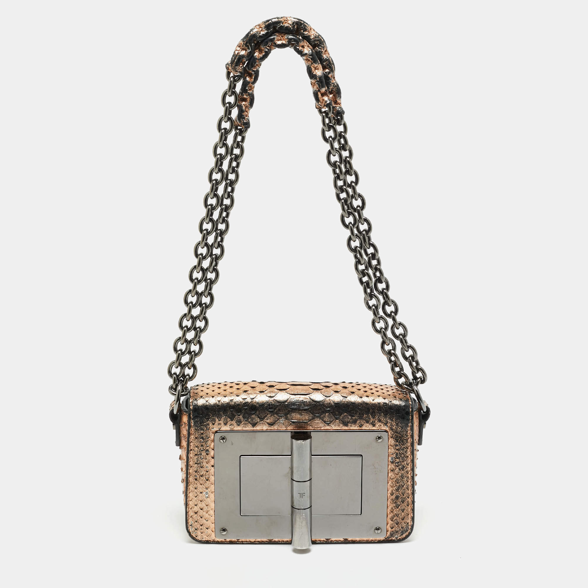 Tom Ford Bronze Python Natalia Chain Shoulder Bag