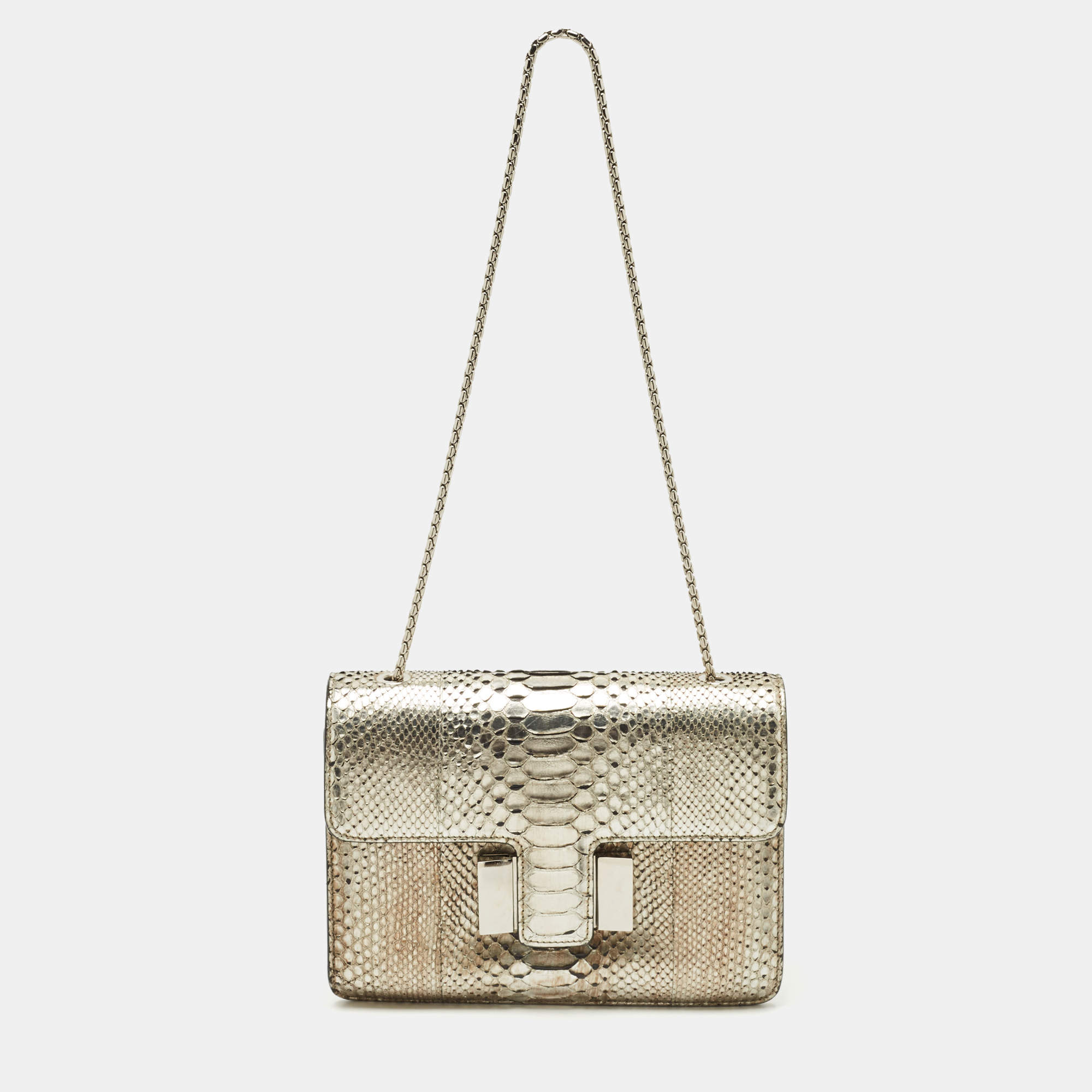 Pre Owned Tom Ford Silver Python Medium Sienna Shoulder Bag