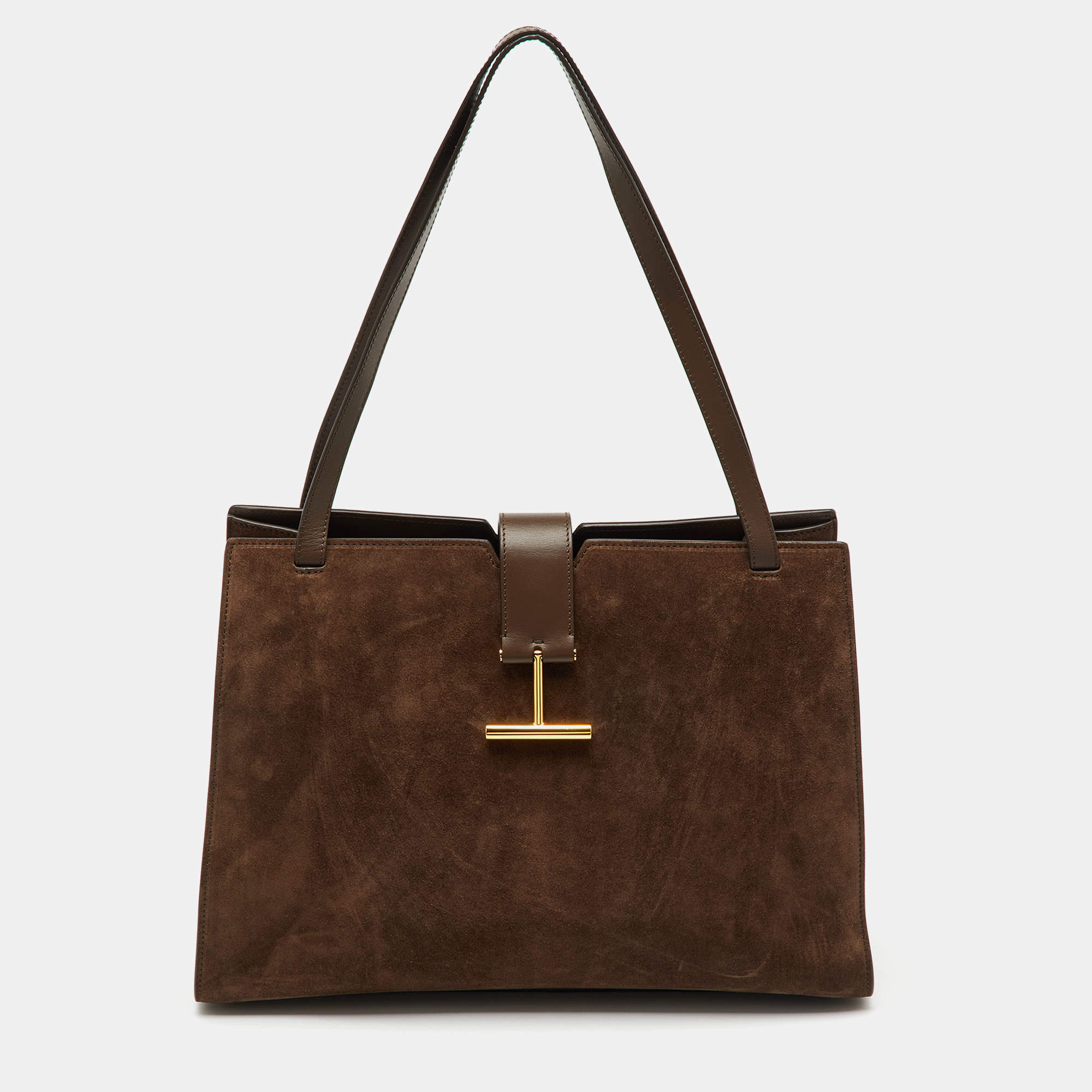 Pre Owned Tom Ford Brown Suede and Leather Tote