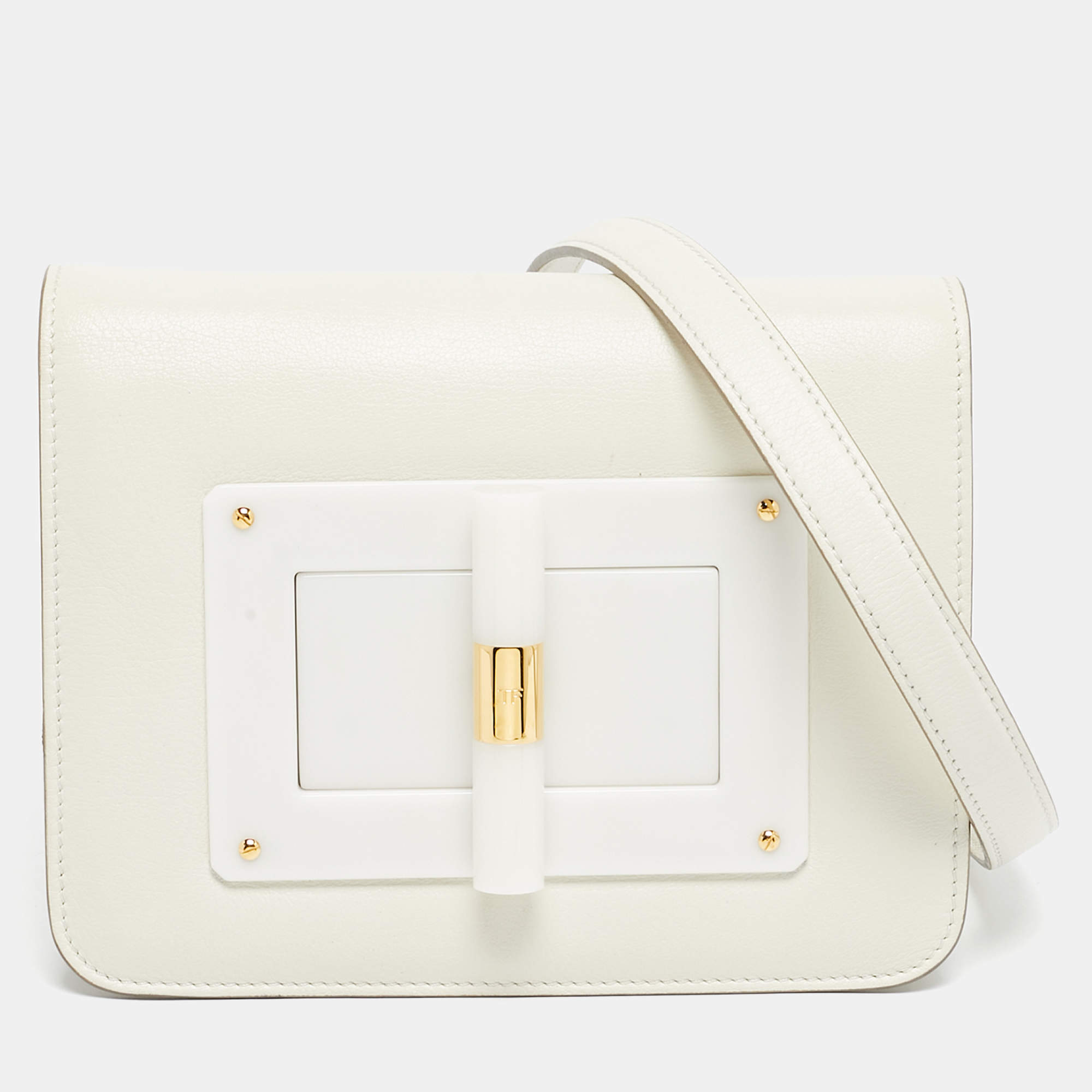 Pre Owned Tom Ford White Leather Small Natalia Crossbody Bag