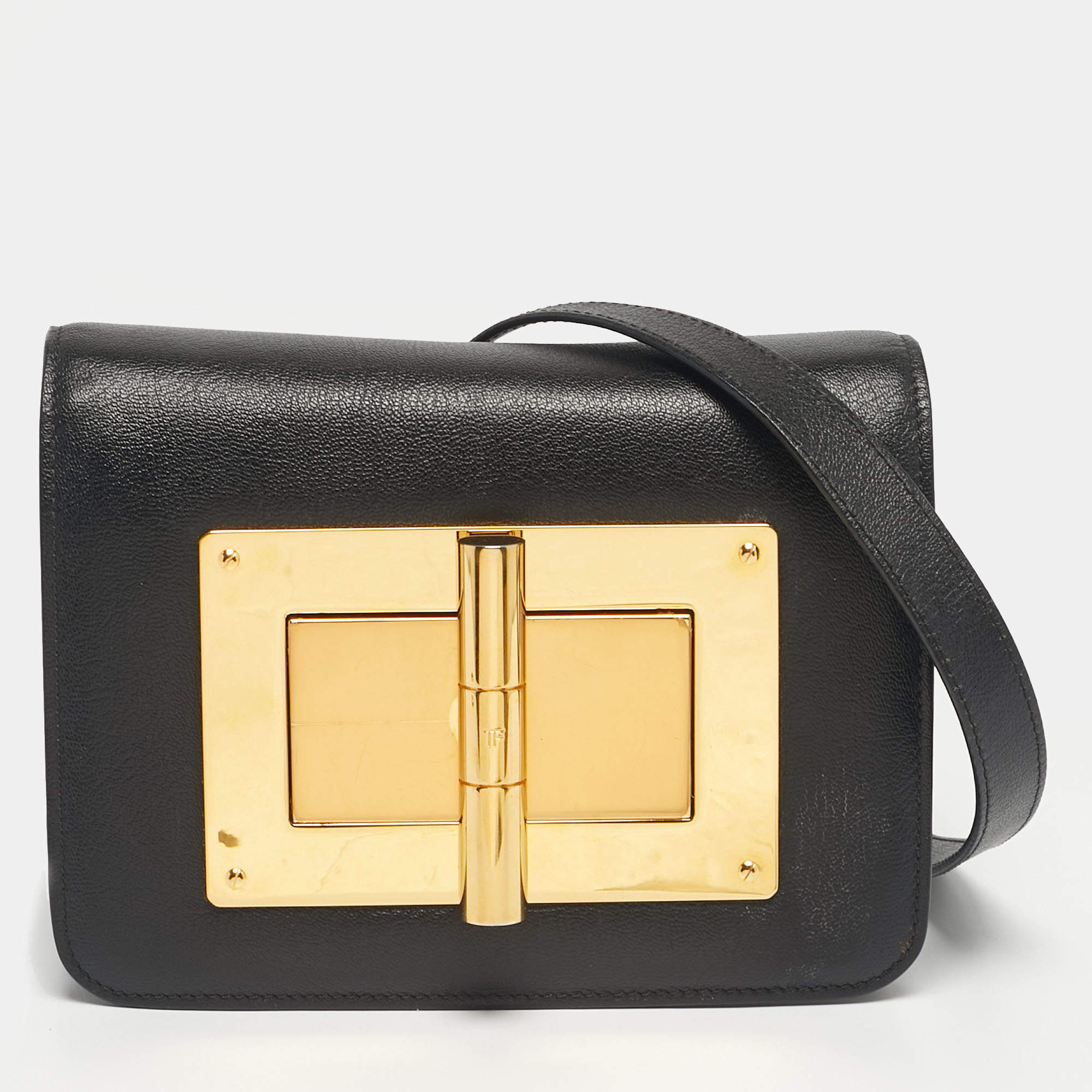Pre Owned Tom Ford Black Leather Small Natalia Crossbody Bag