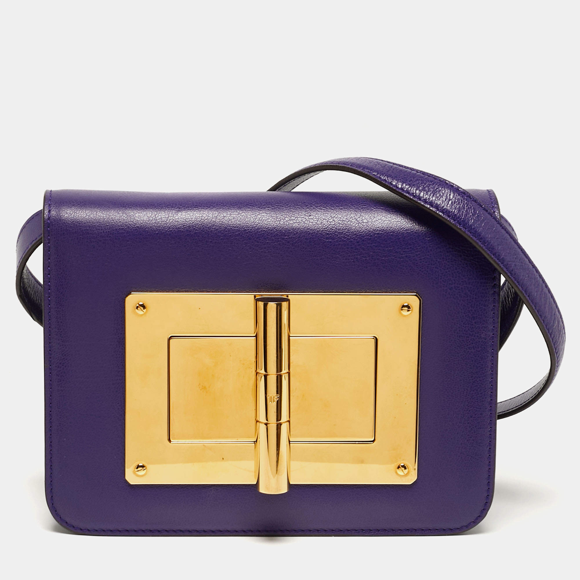 Pre Owned Tom Ford Natalia Small Purple Leather Shoulder Bag