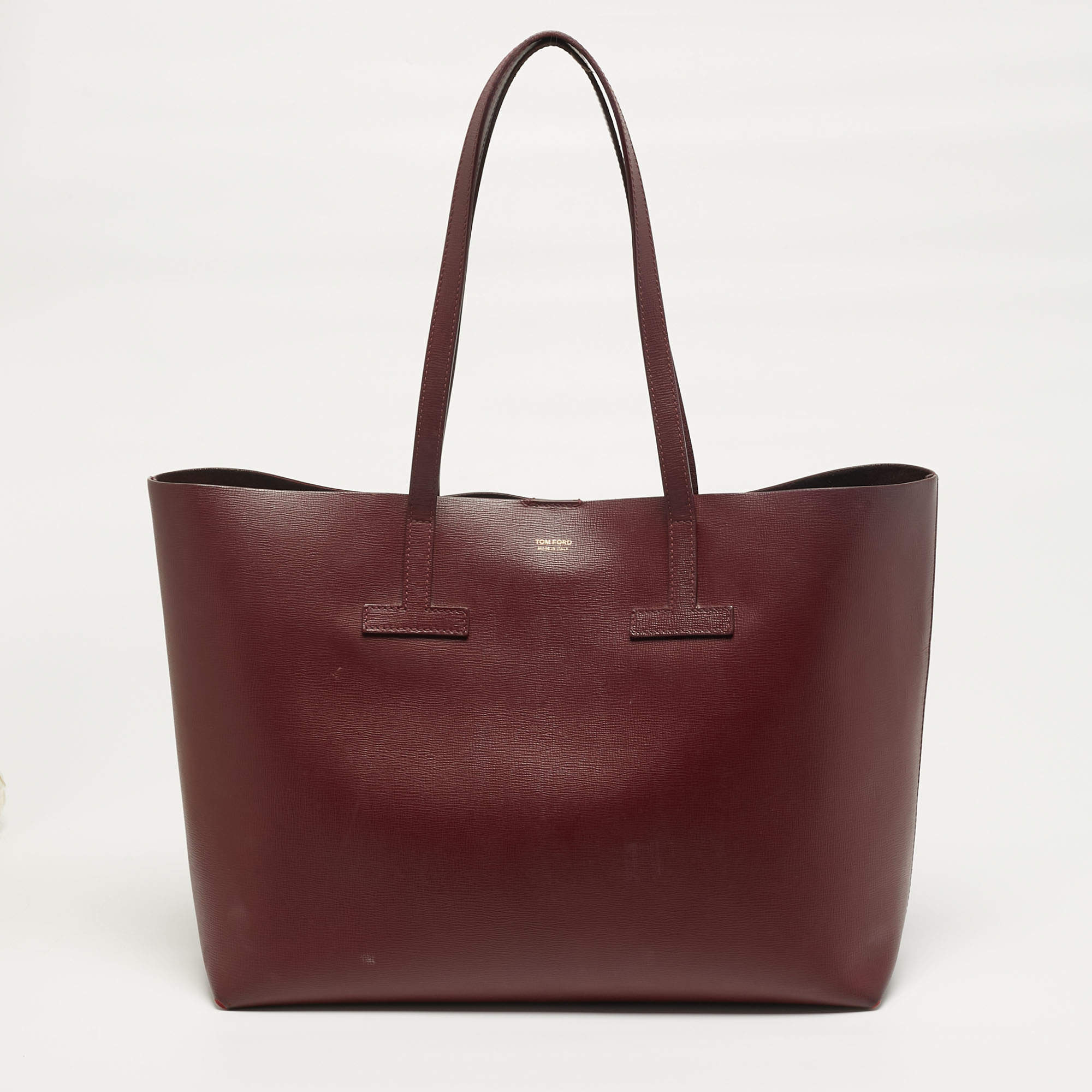 Pre Owned حقيبة يد توم فورد جلد أحمر داكن للتسوق