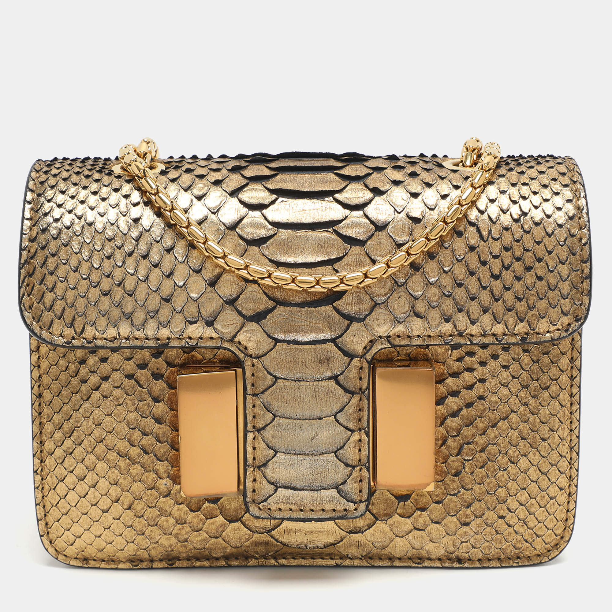 Pre Owned Tom Ford Sienna Metallic Python Leather Shoulder Bag