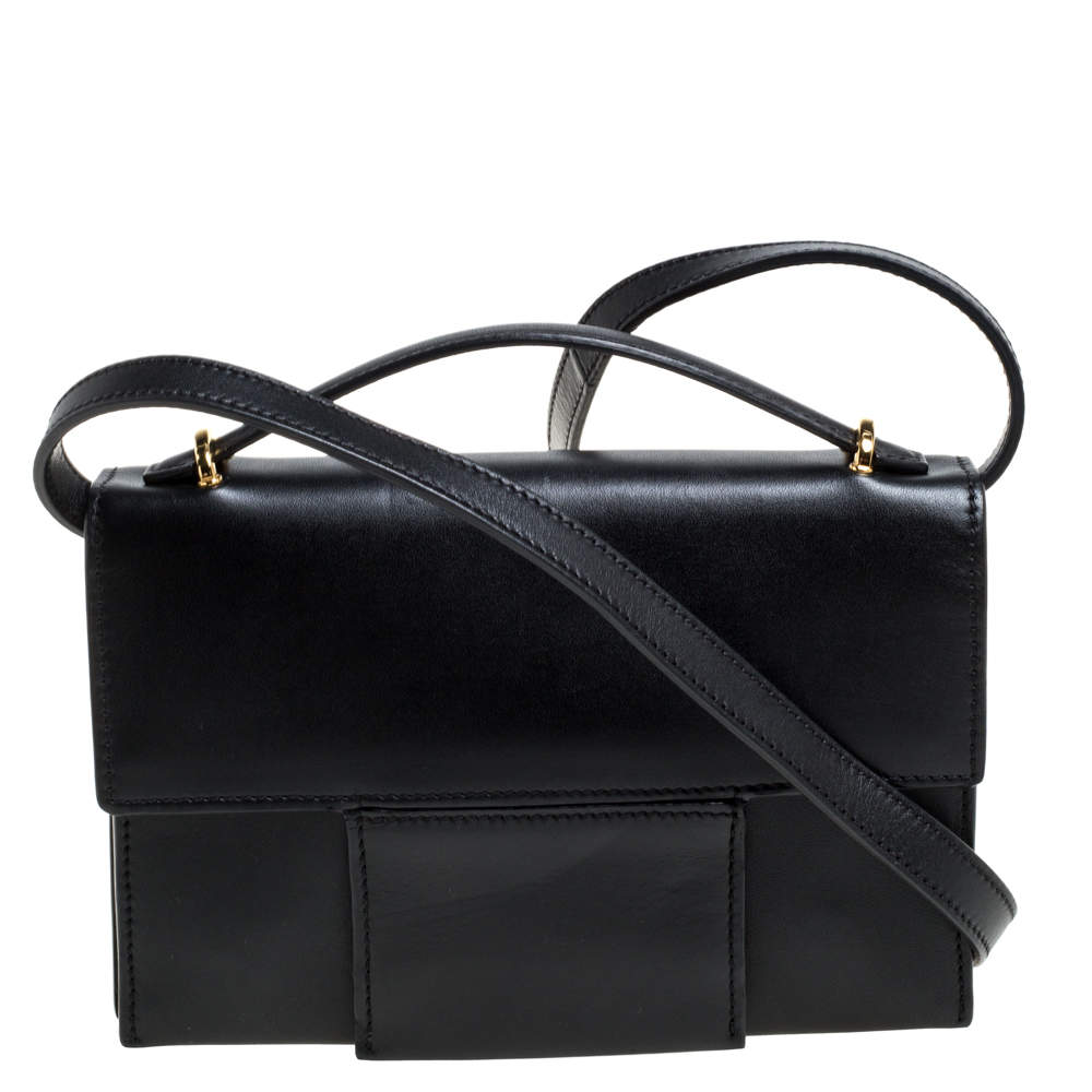 Tom Ford Black Leather Flap Top Handle Bag