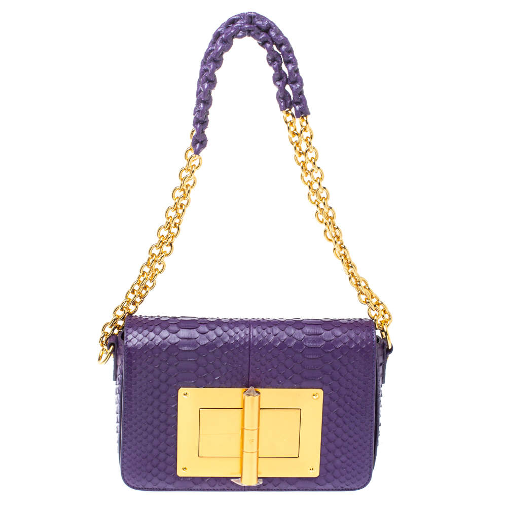 Tom Ford Natalia Mini Velvet Shoulder Bag - Purple