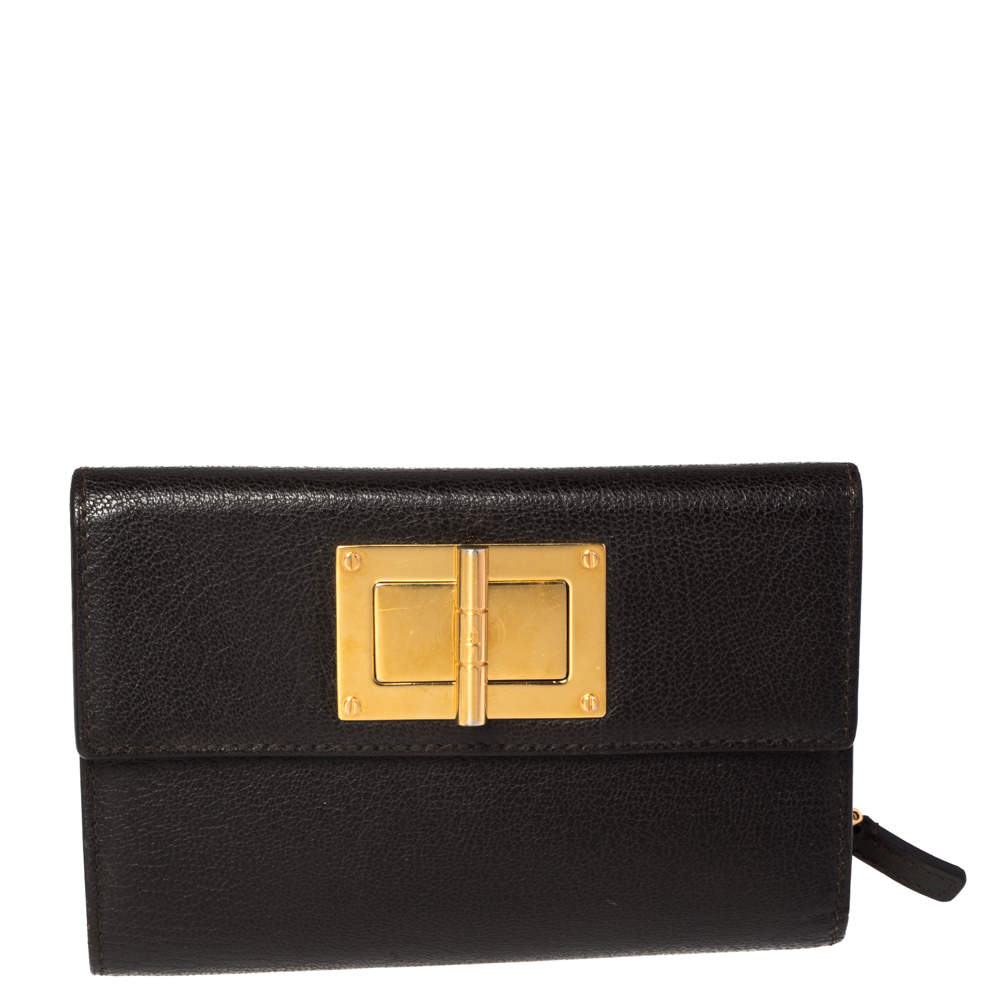 Tom Ford Dark Brown Leather Natalia French Wallet
