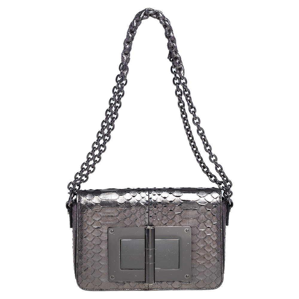 Tom Ford Metallic Python Medium Natalia Shoulder Bag