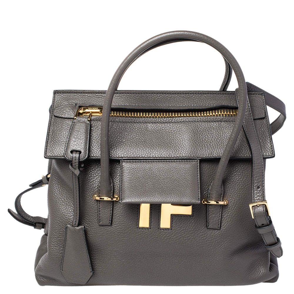 Tom Ford Grey Leather TF Icon Satchel 