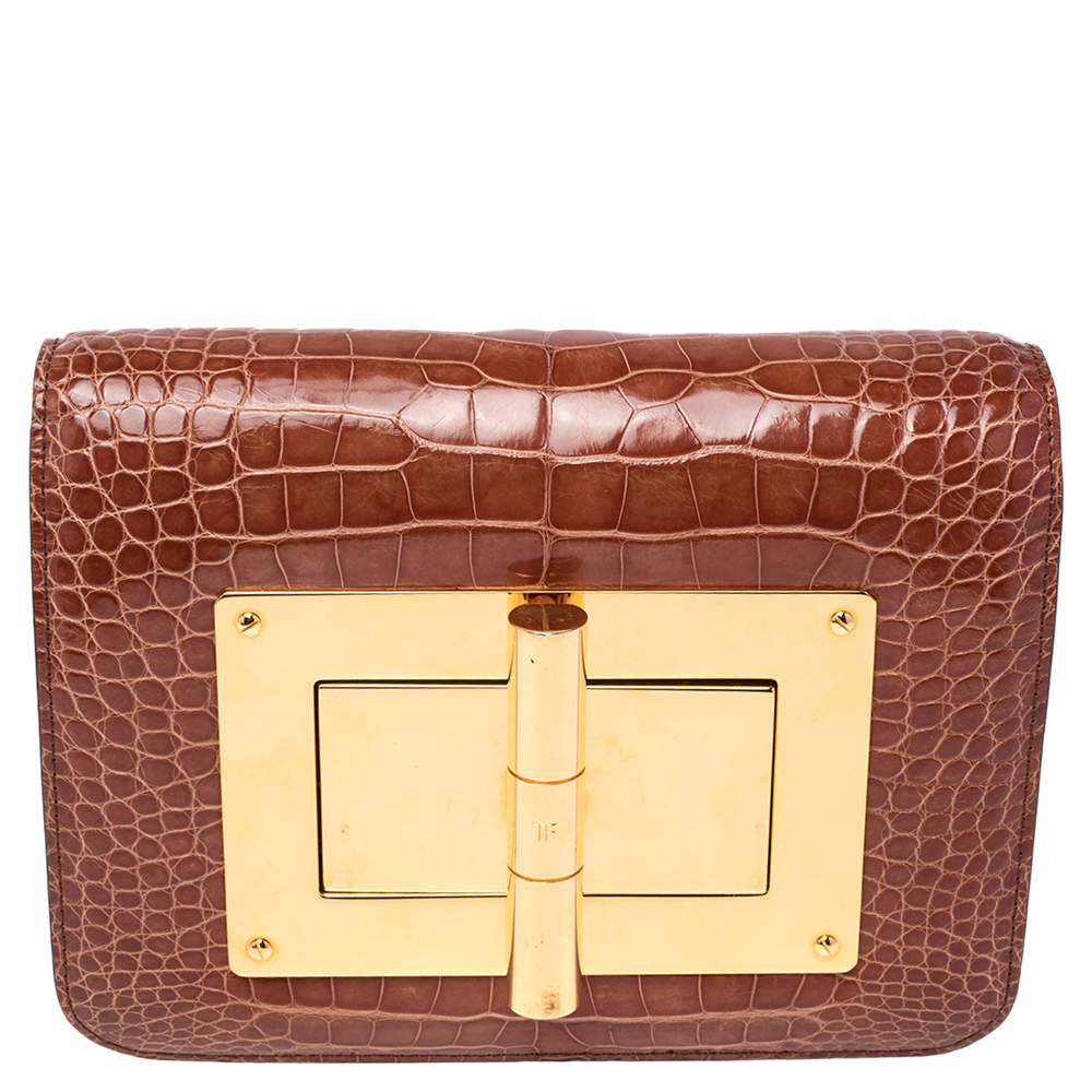 Tom Ford Brown Alligator Natalia Clutch