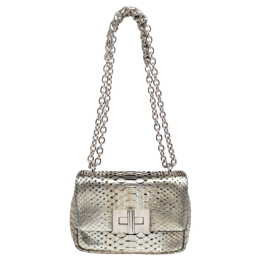 Pre Owned حقيبة كروس توم فورد "ناتاليا" جلد ثعبان ذهبي ميتالك