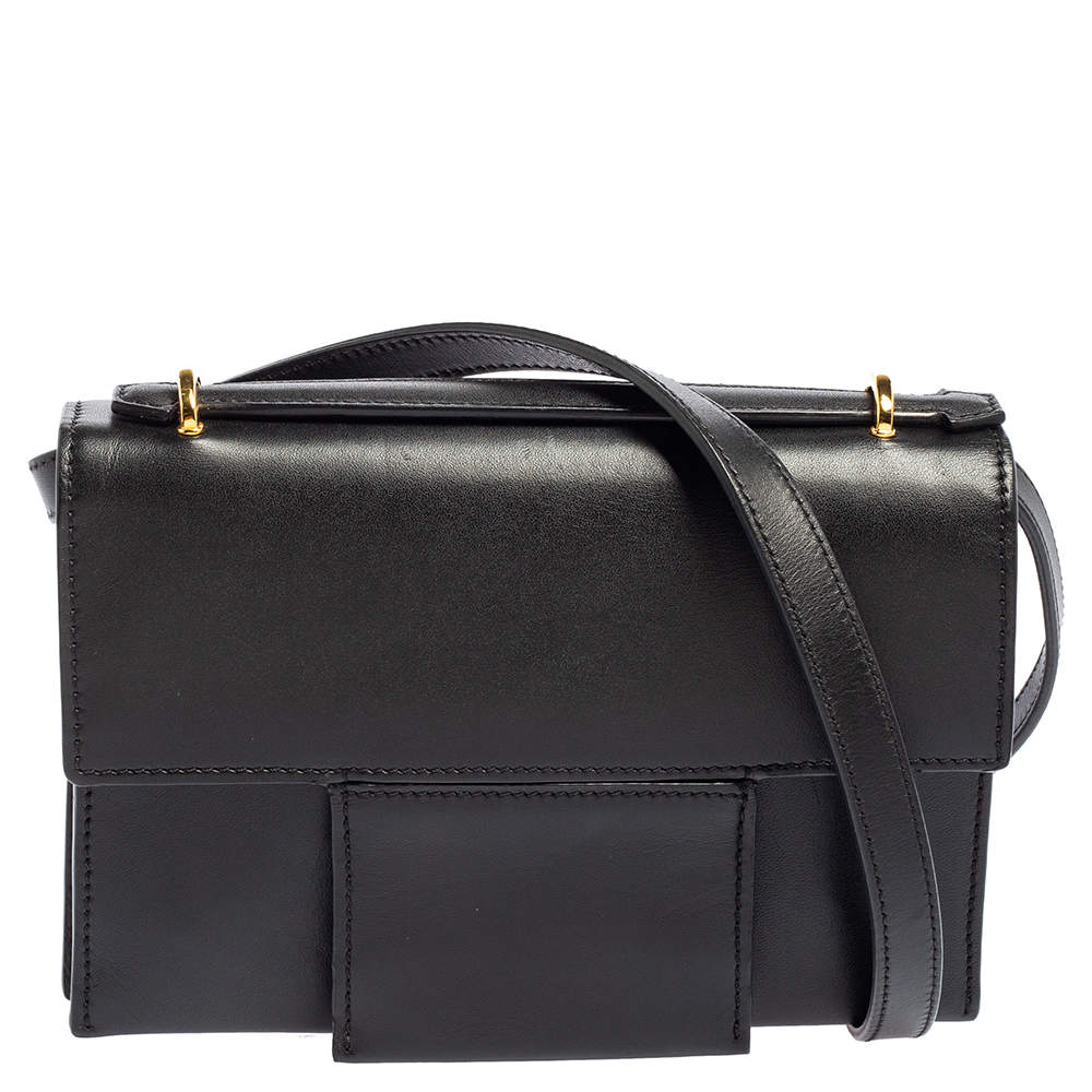 مملوكة مسبقًا  Tom Ford Black Leather Flap Crossbody Bag