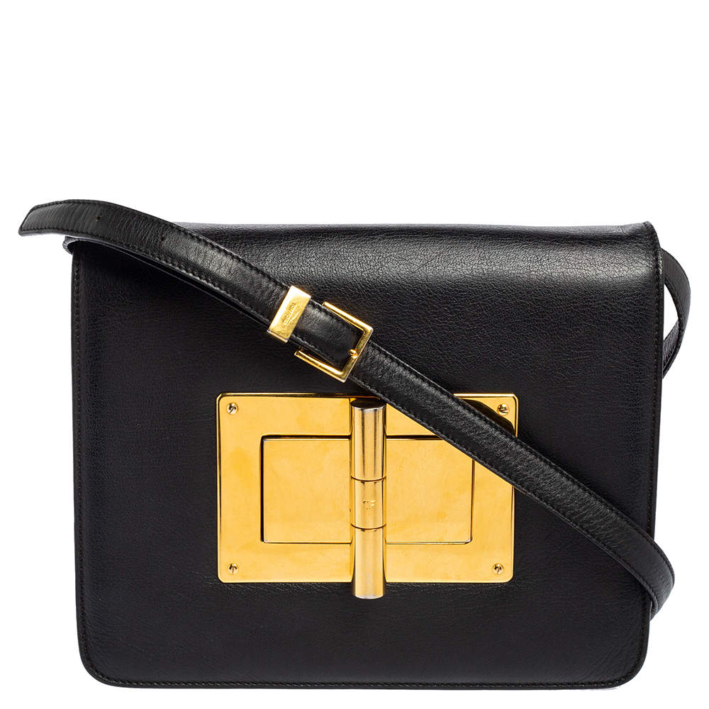 $3690 TOM FORD Natalia Small Black Leather Shoulder Bag