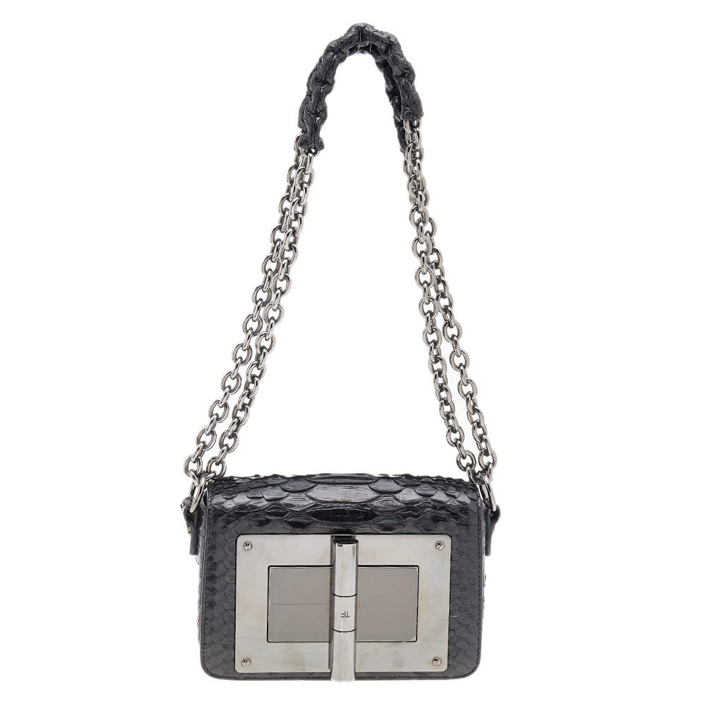Pre Owned Tom Ford Black Python Natalia Shoulder Bag