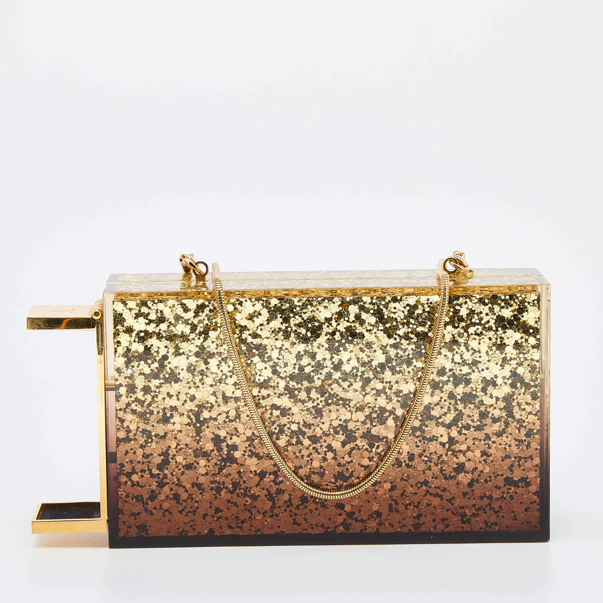 Tom Ford Metallic Gold Ombre Plexiglass Minaudiere Clutch Tom Ford | TLC