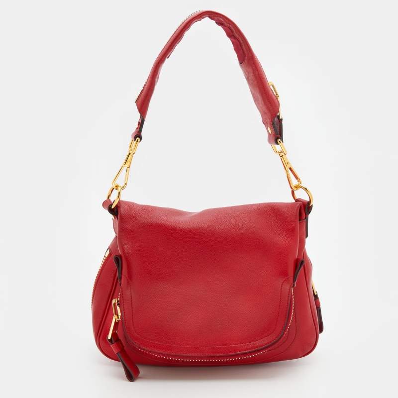 Pre Owned Tom Ford Red Leather Mini Jennifer Shoulder Bag