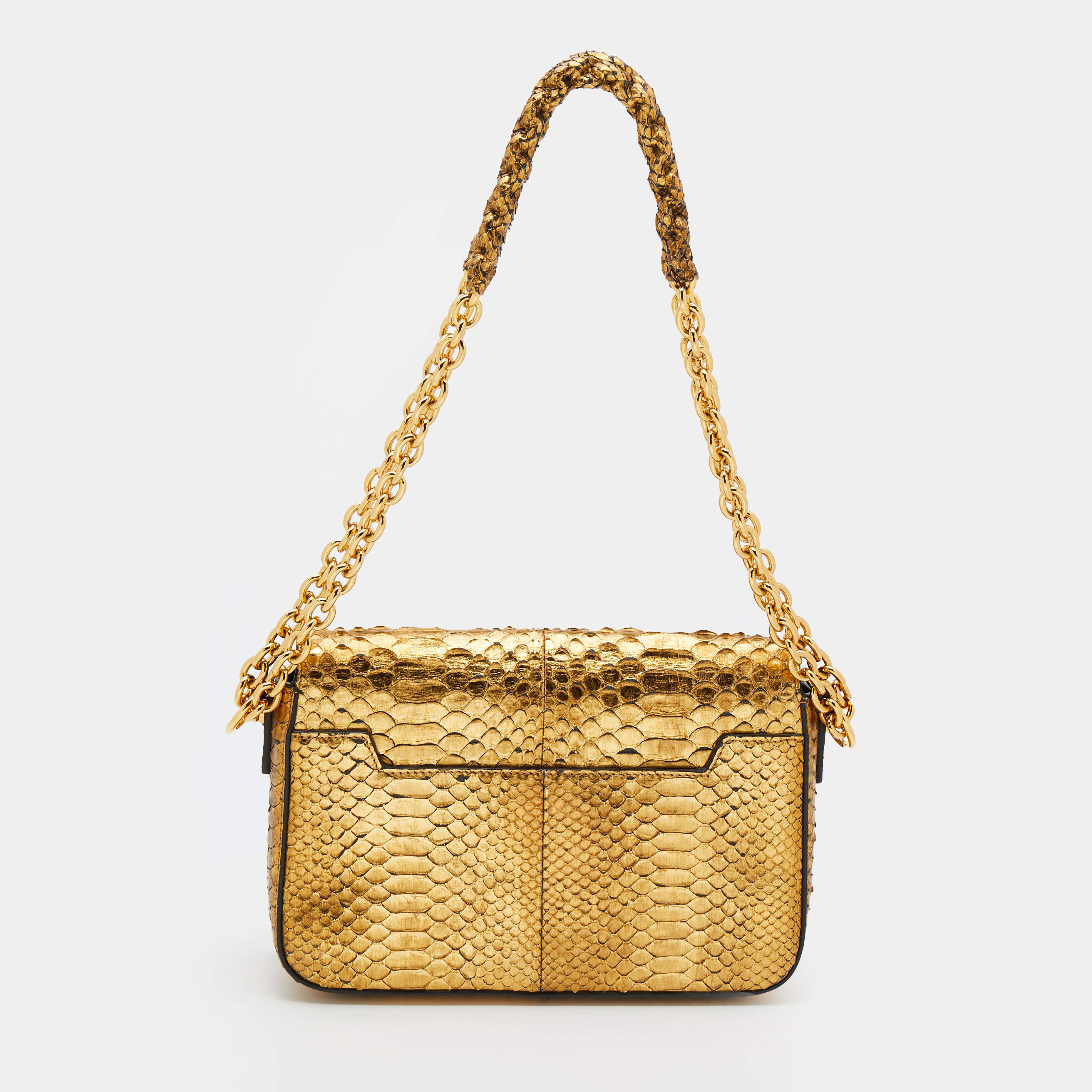 TOM FORD Natalia Medium Python Shoulder Bag Gold 500008