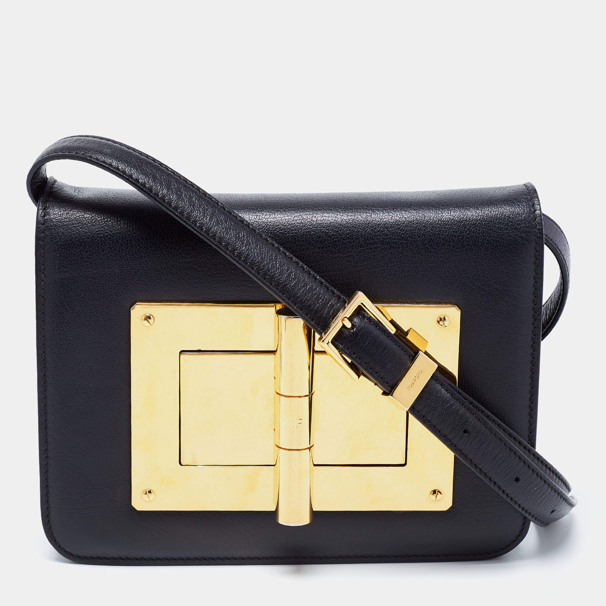 Pre Owned Tom Ford Black Leather Small Natalia Crossbody Bag