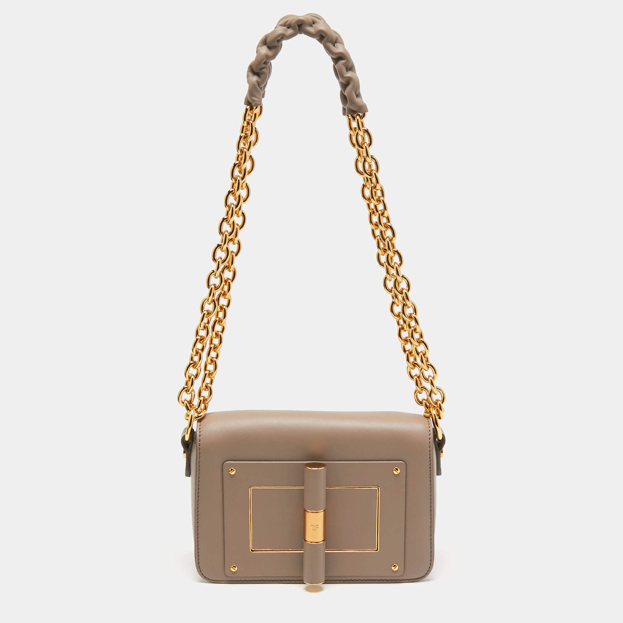 Pre Owned Tom Ford Grey Leather Natalia Shoulder Bag