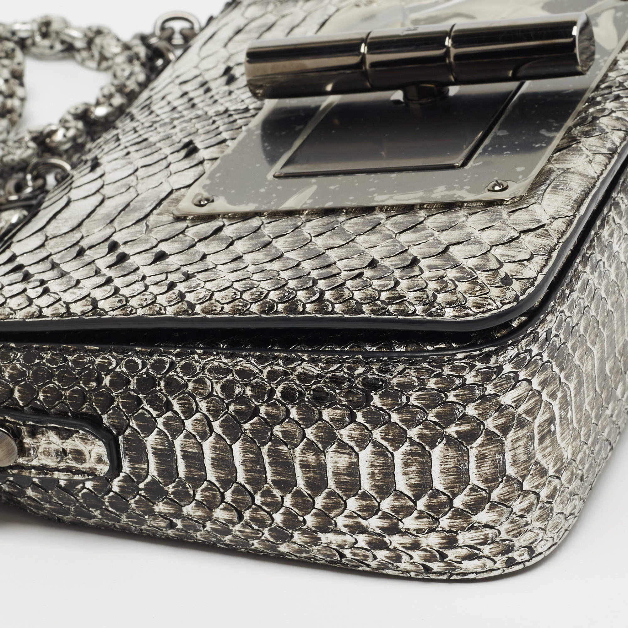 Lot 73 - Tom Ford Grey Metallic Python Natalia Bag