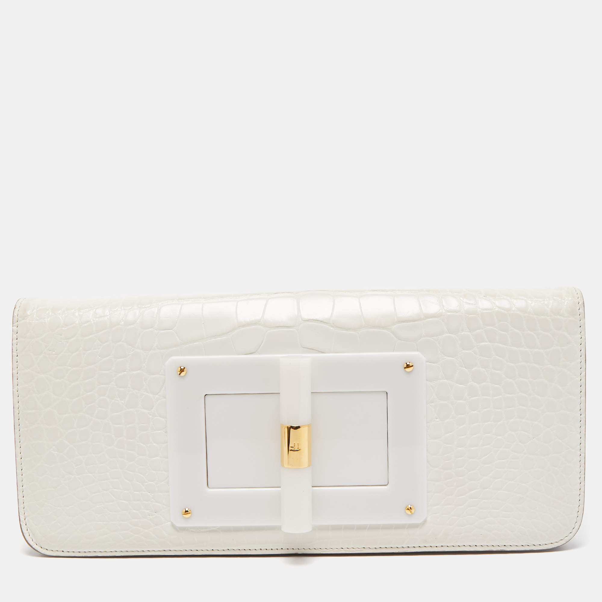 Pre Owned حقيبة كتف توم فورد ناتاليا إيست ويست جلد ثعبان ذهبي