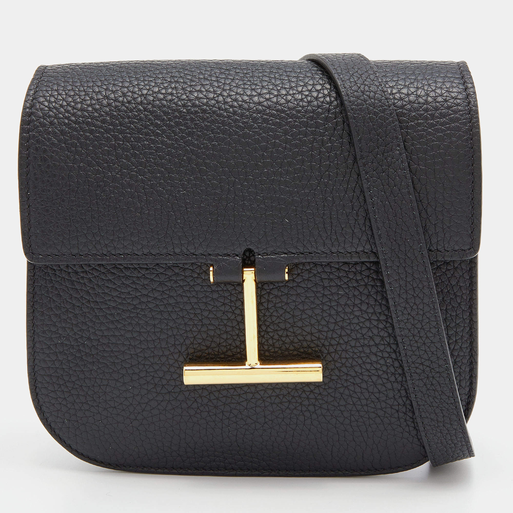 Pre Owned Tom Ford Black Leather Mini Tara Crossbody Bag