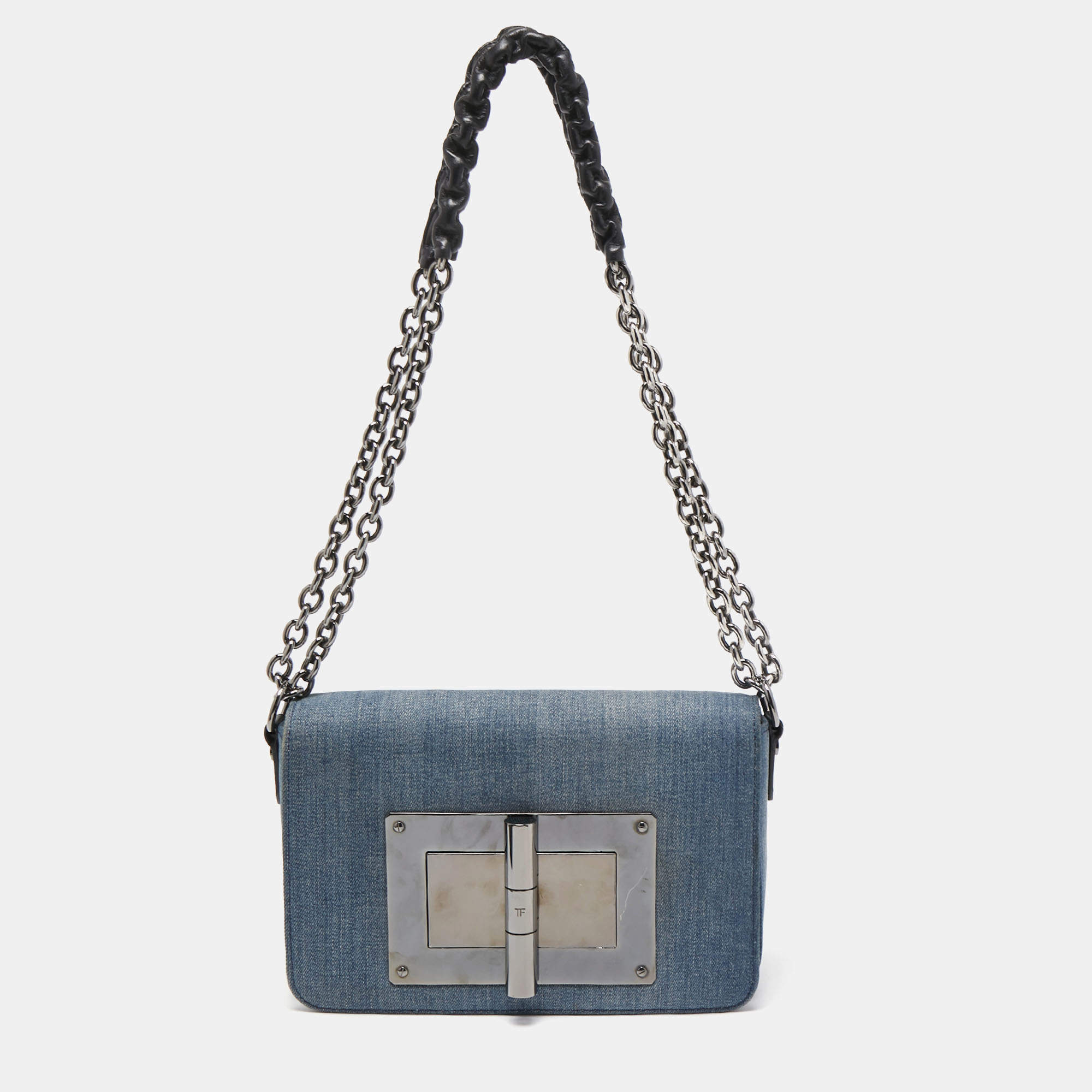Pre Owned Tom Ford Blue Denim Medium Natalia Shoulder Bag