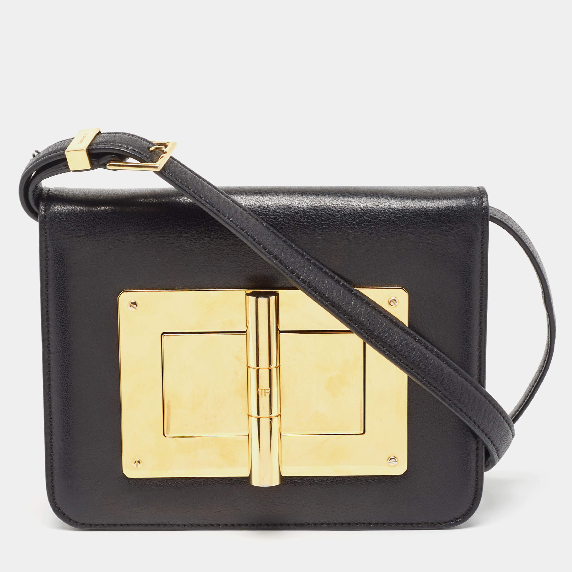 Pre Owned Tom Ford Black Leather Small Natalia Crossbody Bag