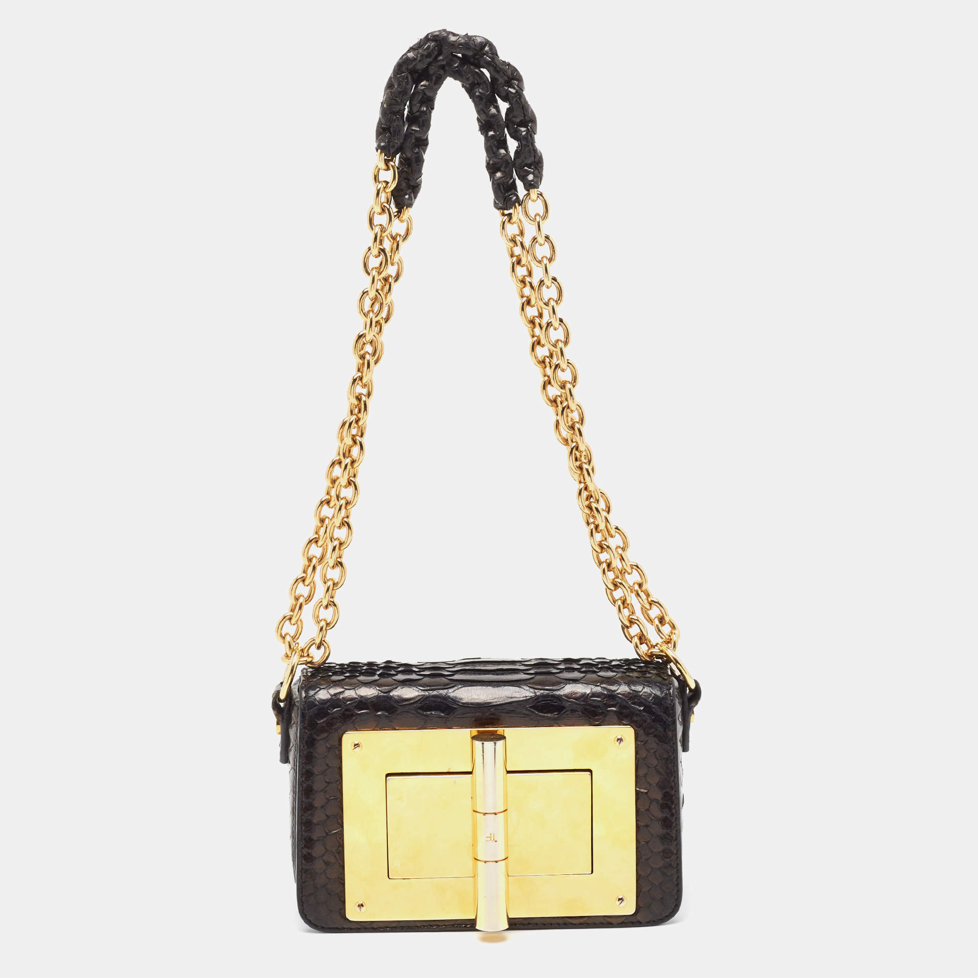 Pre Owned Tom Ford Black Python Natalia Chain Bag