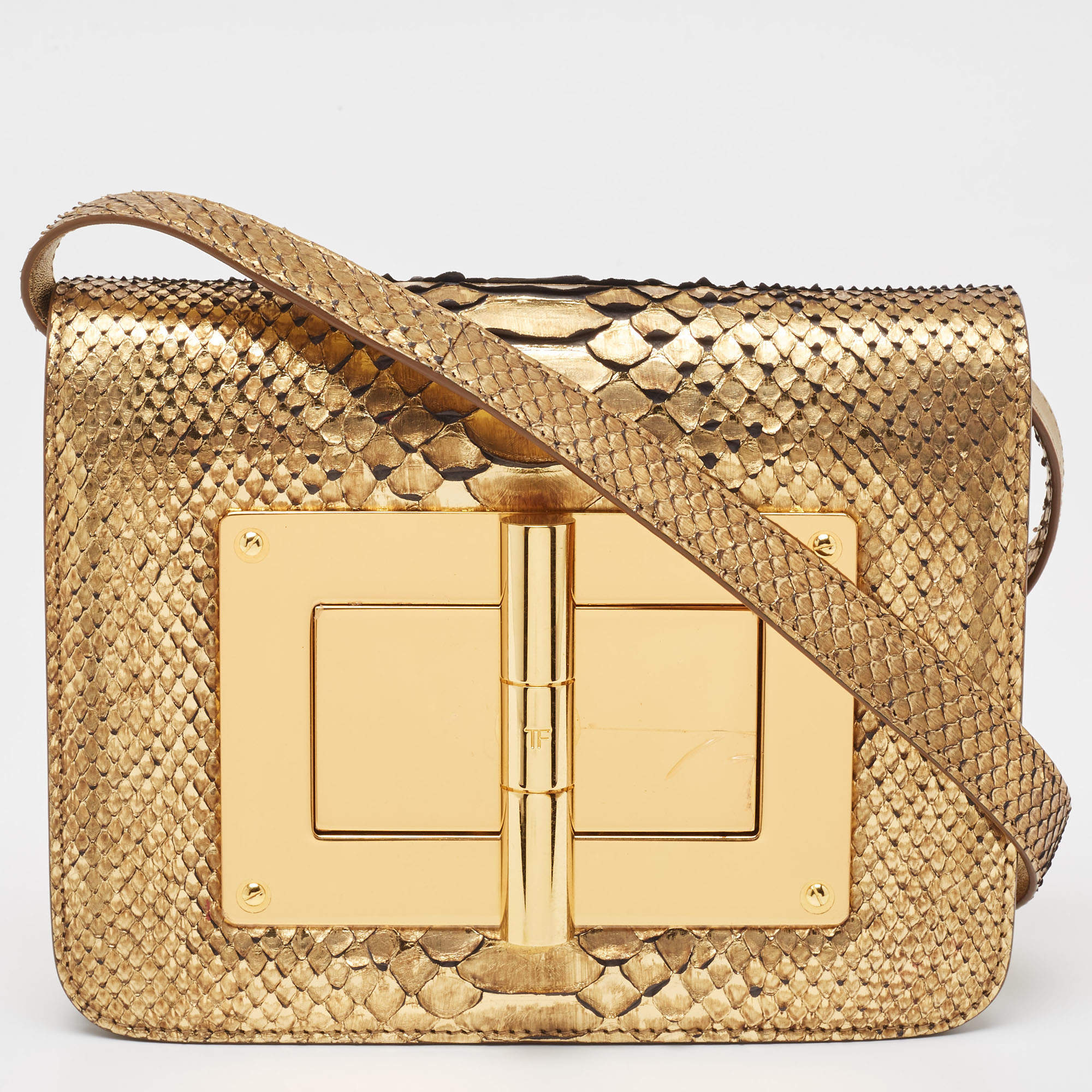 Tom Ford Gold Python Small Natalia Crossbody Bag