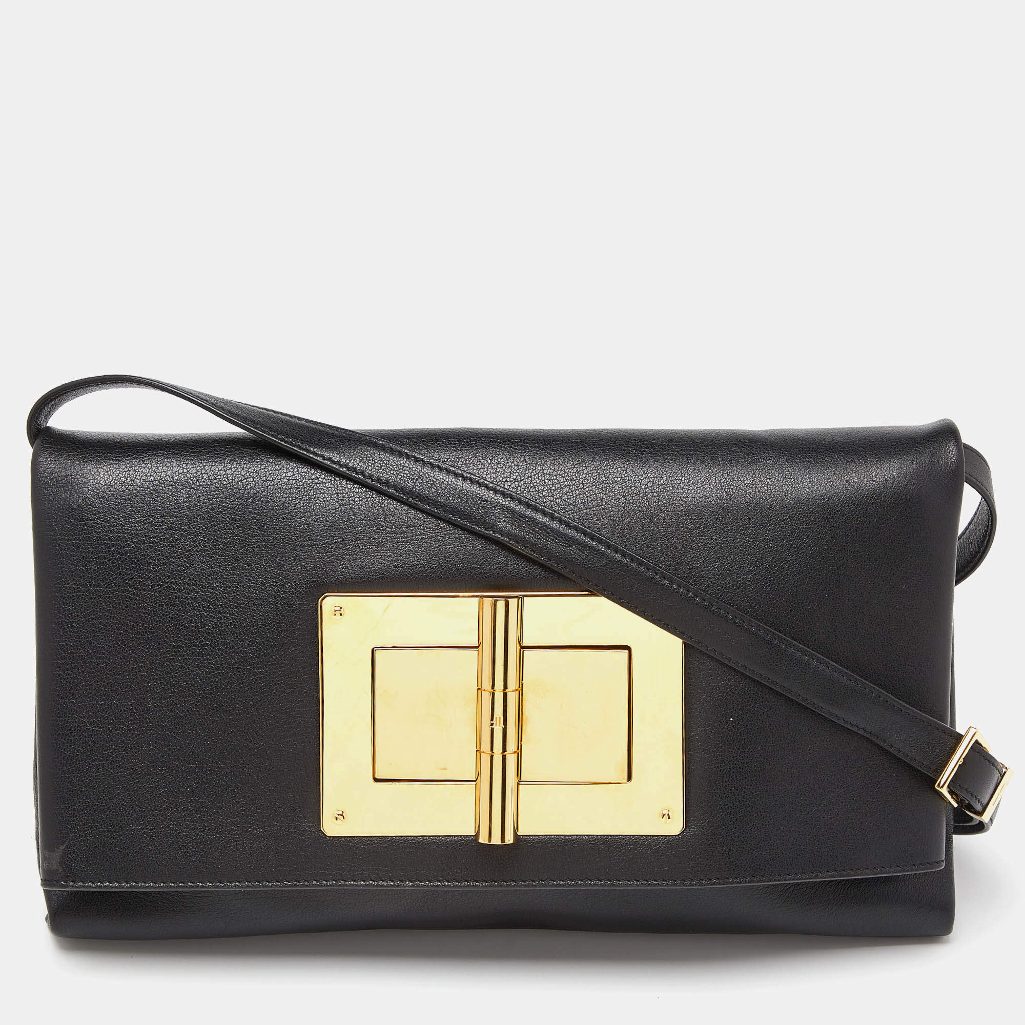 Tom Ford Black Leather Natalia Convertible Clutch