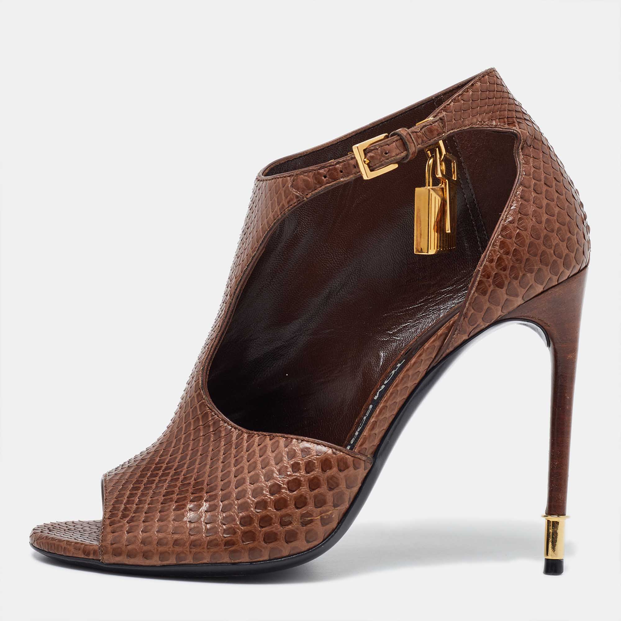 Tom Ford Brown Python Peep Toe Pumps Pumps Size 38