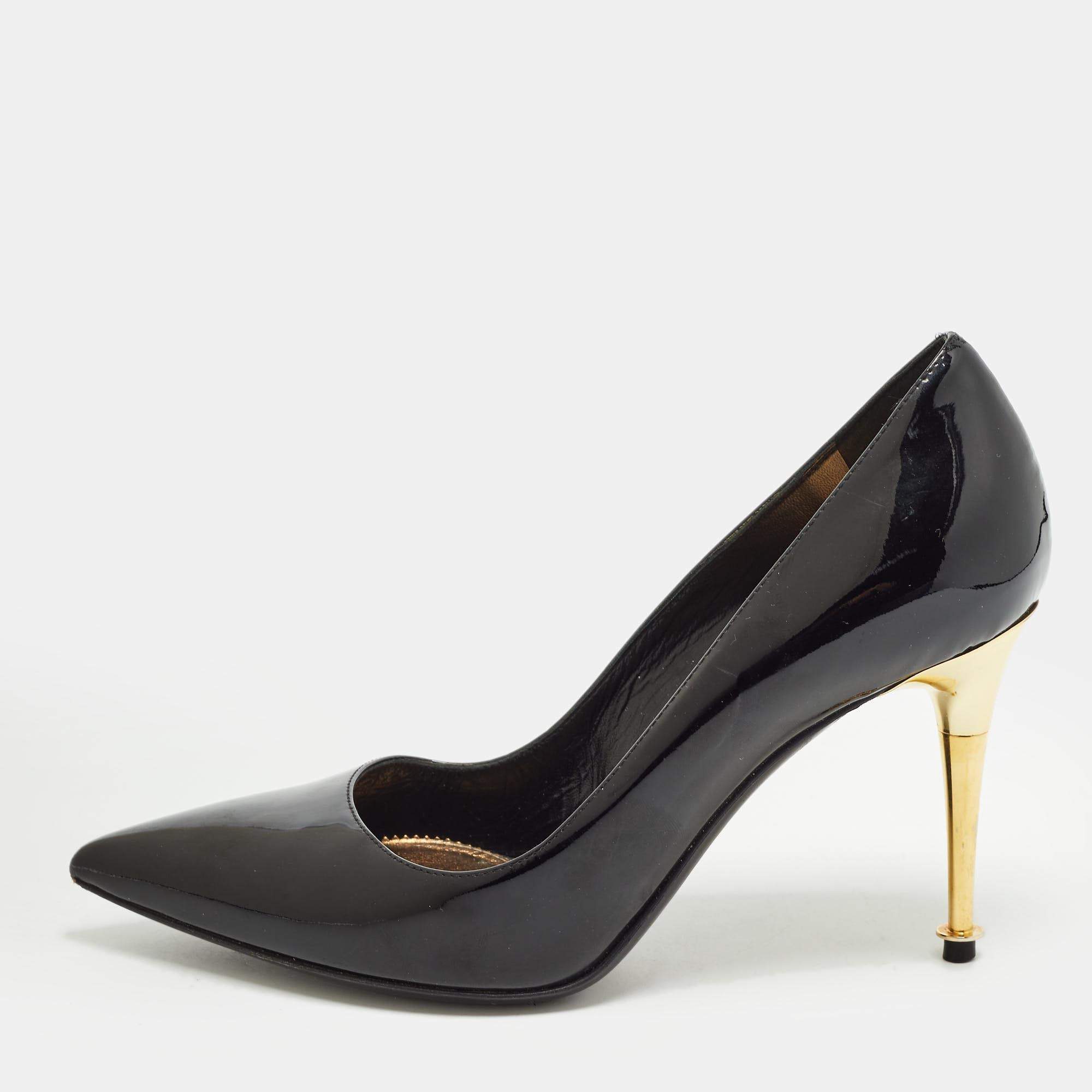 Pre Owned Tom Ford Black Patent Leather Pointed Toe Pumps Size 35