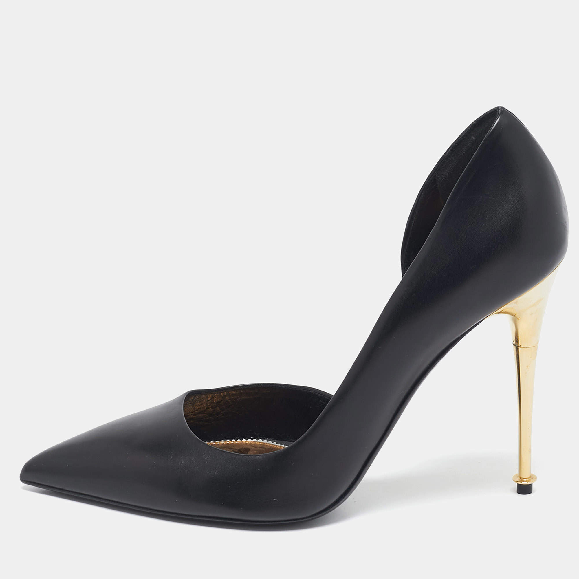 Tom Ford Black Leather Pointed Toe D'Orsay Pumps Size 40