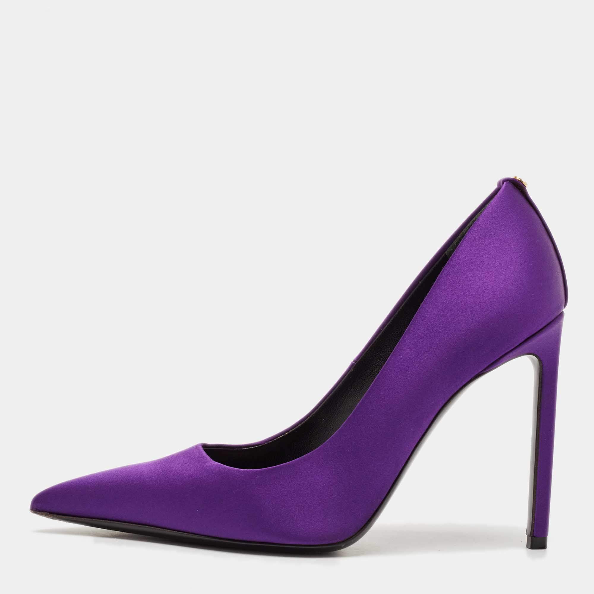 Tom Ford Purple Satin Pointed Toe Pumps Size 37.5